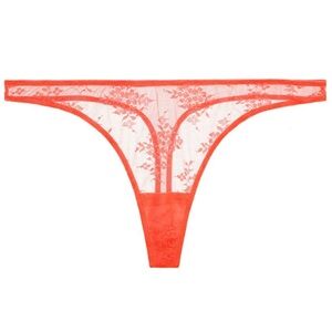 NWT Journelle Romy Sheer Lace Thong • Large • Hibiscus Coral